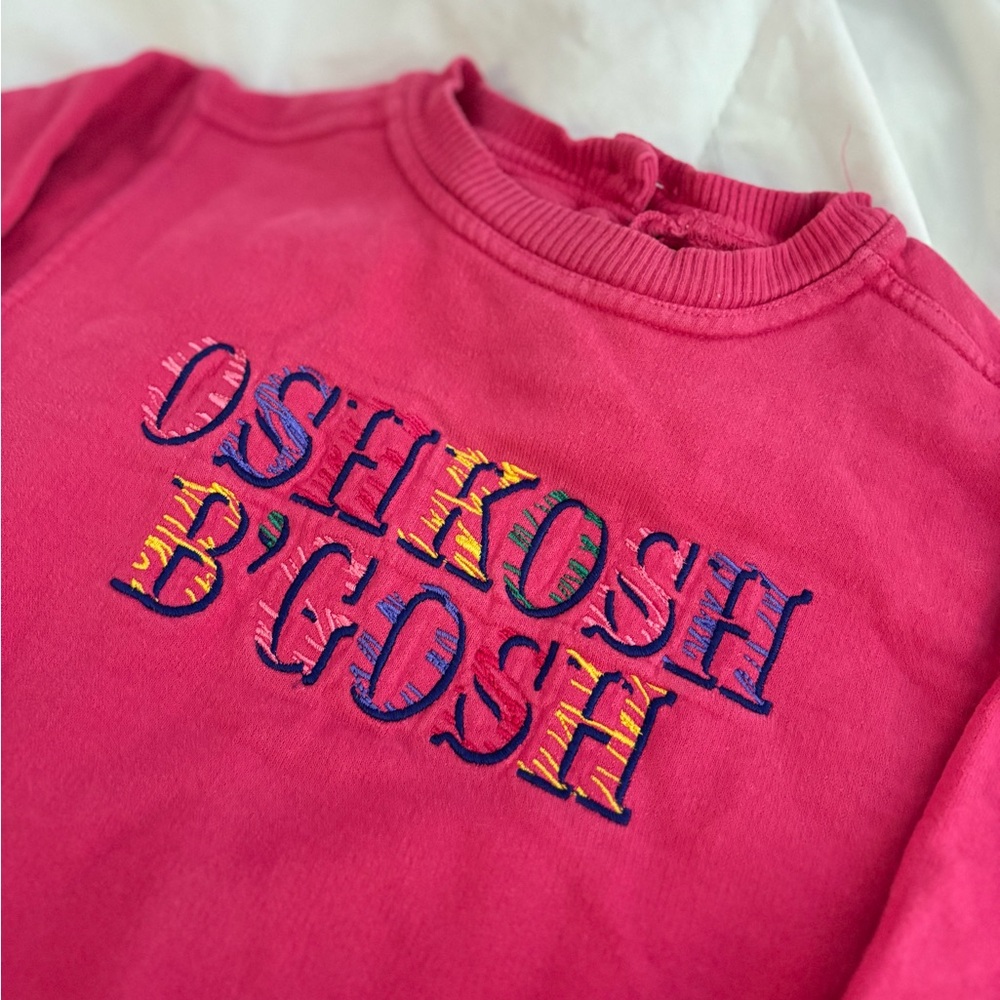 Vintage pink OshKosh romper 24M colorful embroidery logo